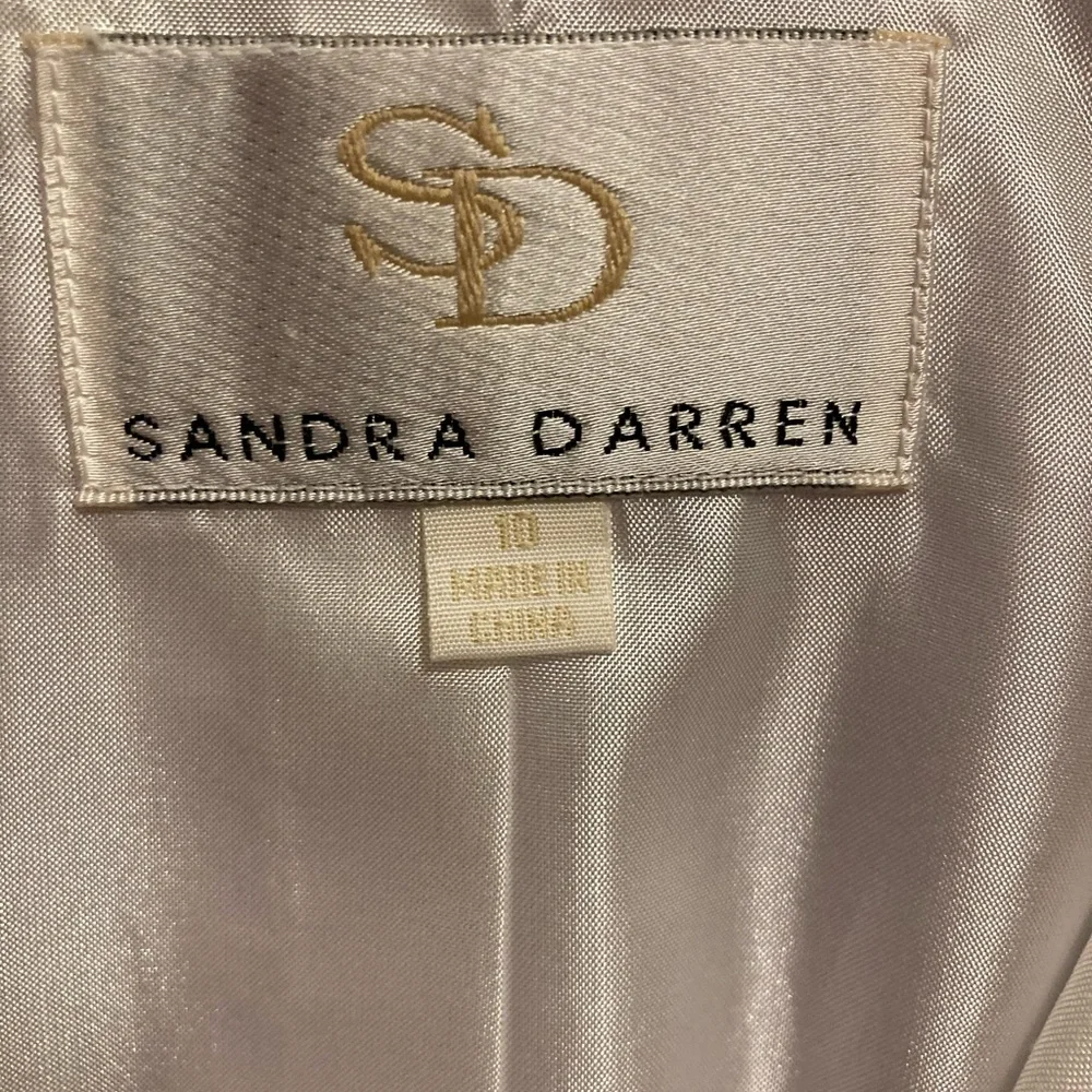 Sandra Darren White Silver Trim Tailored Blazer Black Floral Buttons Peplum - Picture 2 of 12
